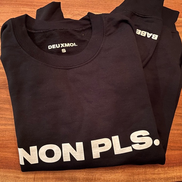 Deuxmoi Anon Pls Deumerch Black Sweatshirt Small - Picture 2 of 4